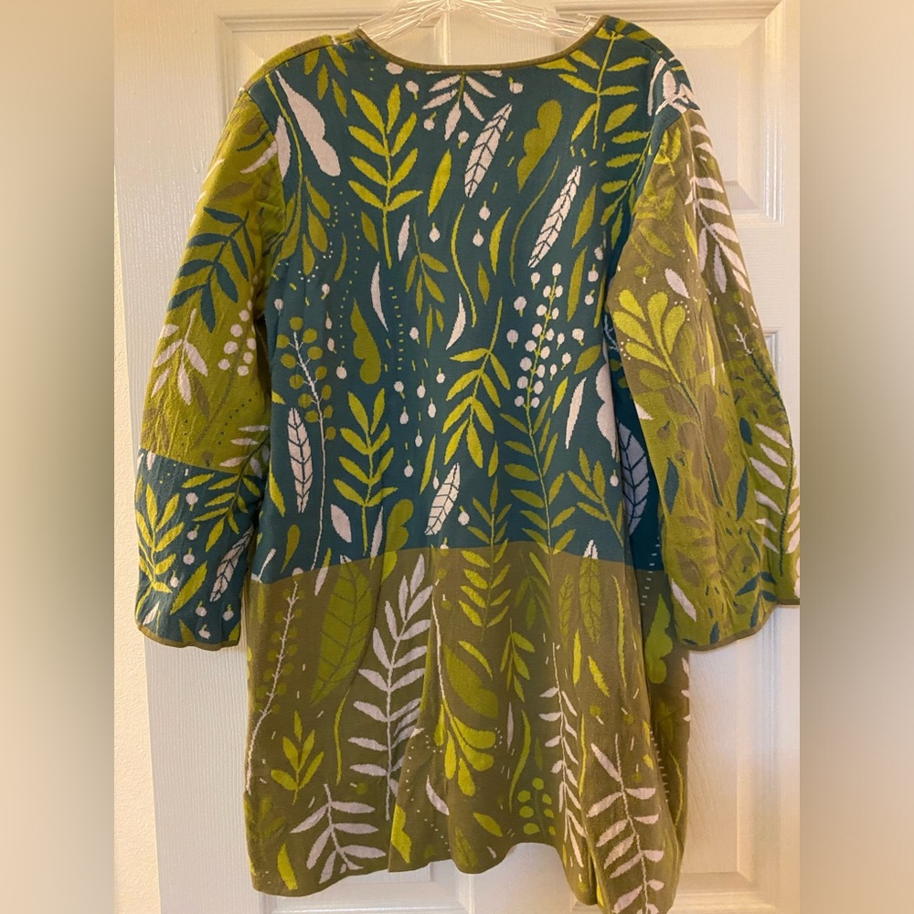 Gorgeous Gudrun Sjoden green floral cardigan sweater jacket, XL